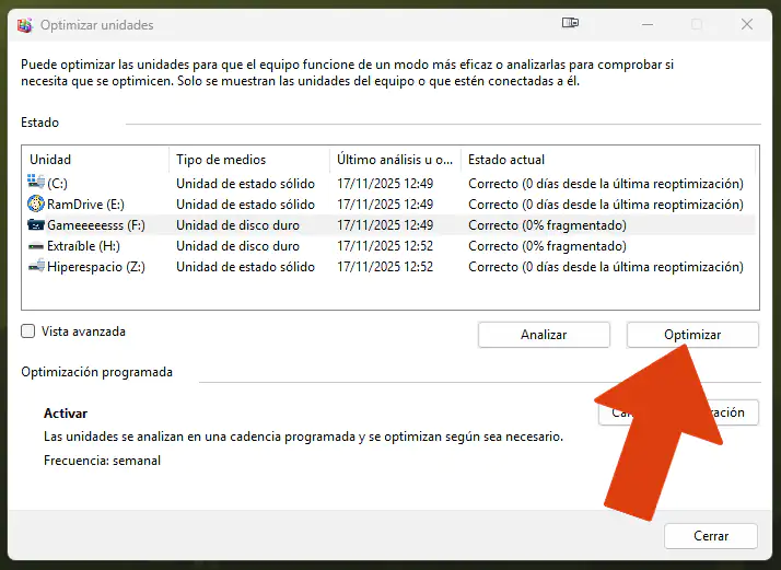App desfragmentador discos