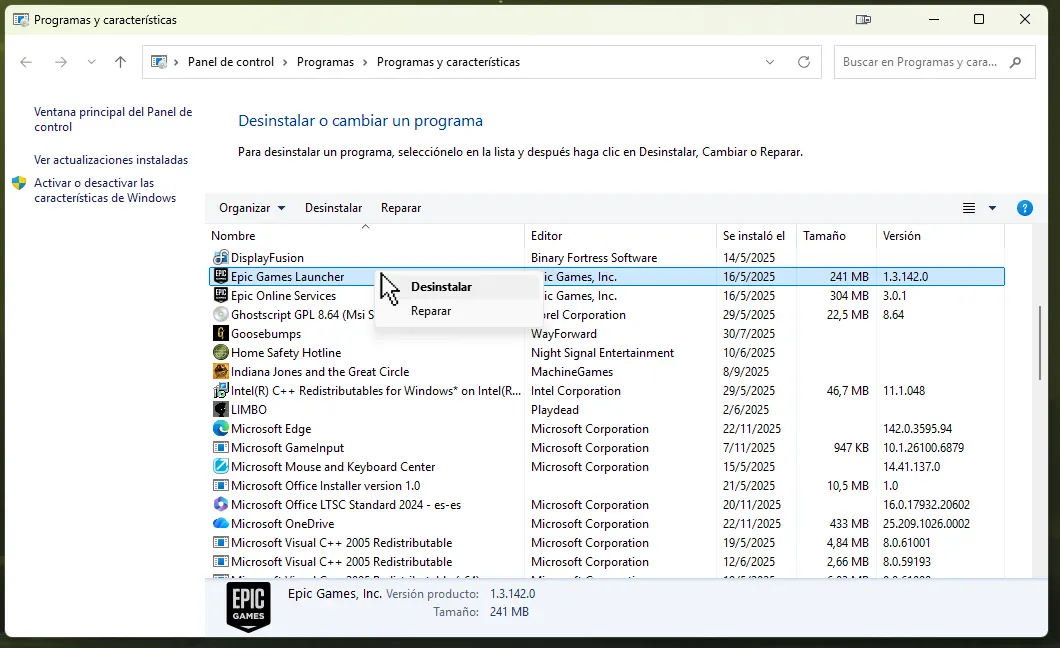 Desinstalar programas